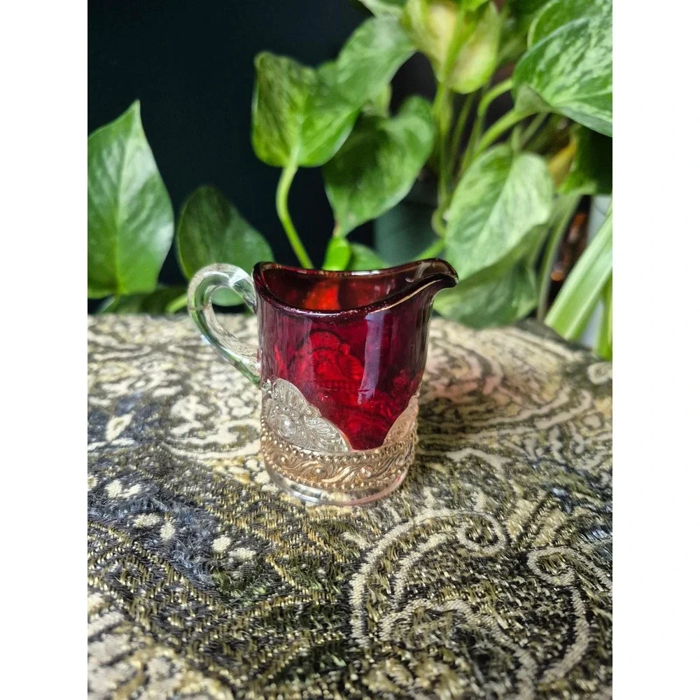 Antique EAPG Ruby‎ Flash Souvenir Creamer Dennison Minnesota Victorian